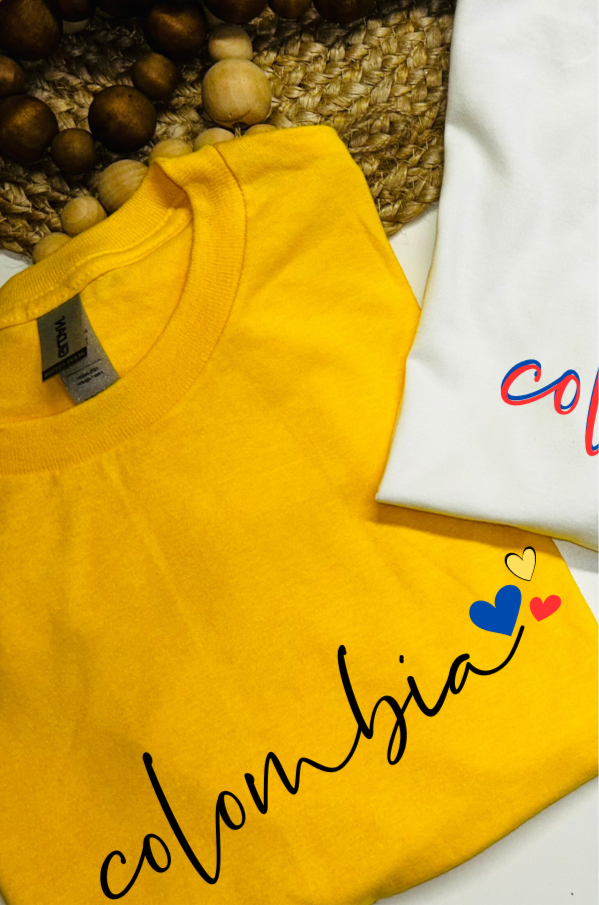 Colombia hearts yellow tee