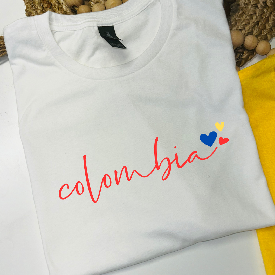 Colombia hearts white tee